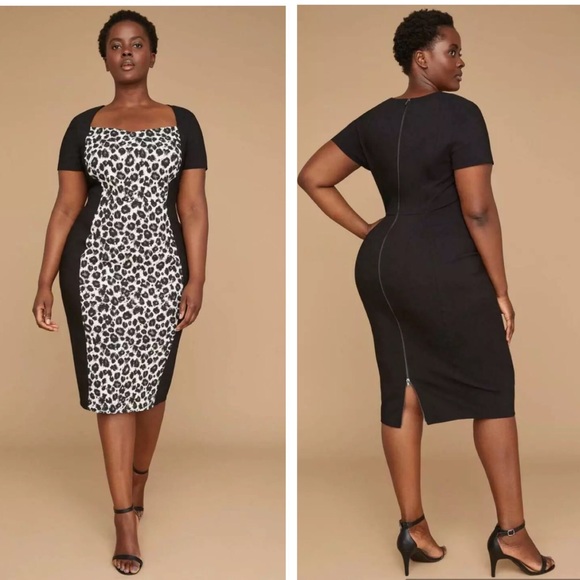 Lane Bryant Dresses & Skirts - Lane Bryant Black Cheetah Print Sheath Dress